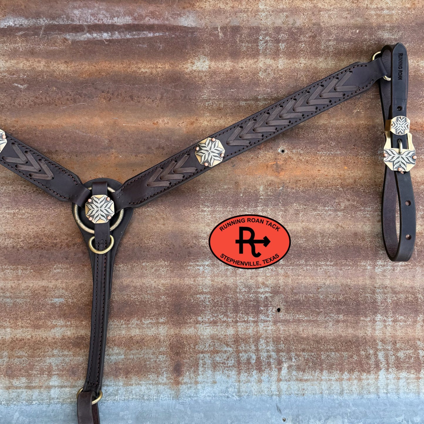 Chocolate Kangaroo Laced Breast Collar and German Silver Hardware Breastcollar05042026-04
