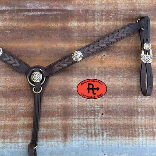 Chocolate Kangaroo Laced Breast Collar and German Silver Hardware Breastcollar05042026-04