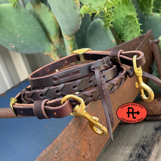 6.5' Long 3/4" Laced Barrel Racing Reins with Solid Brass Hardware