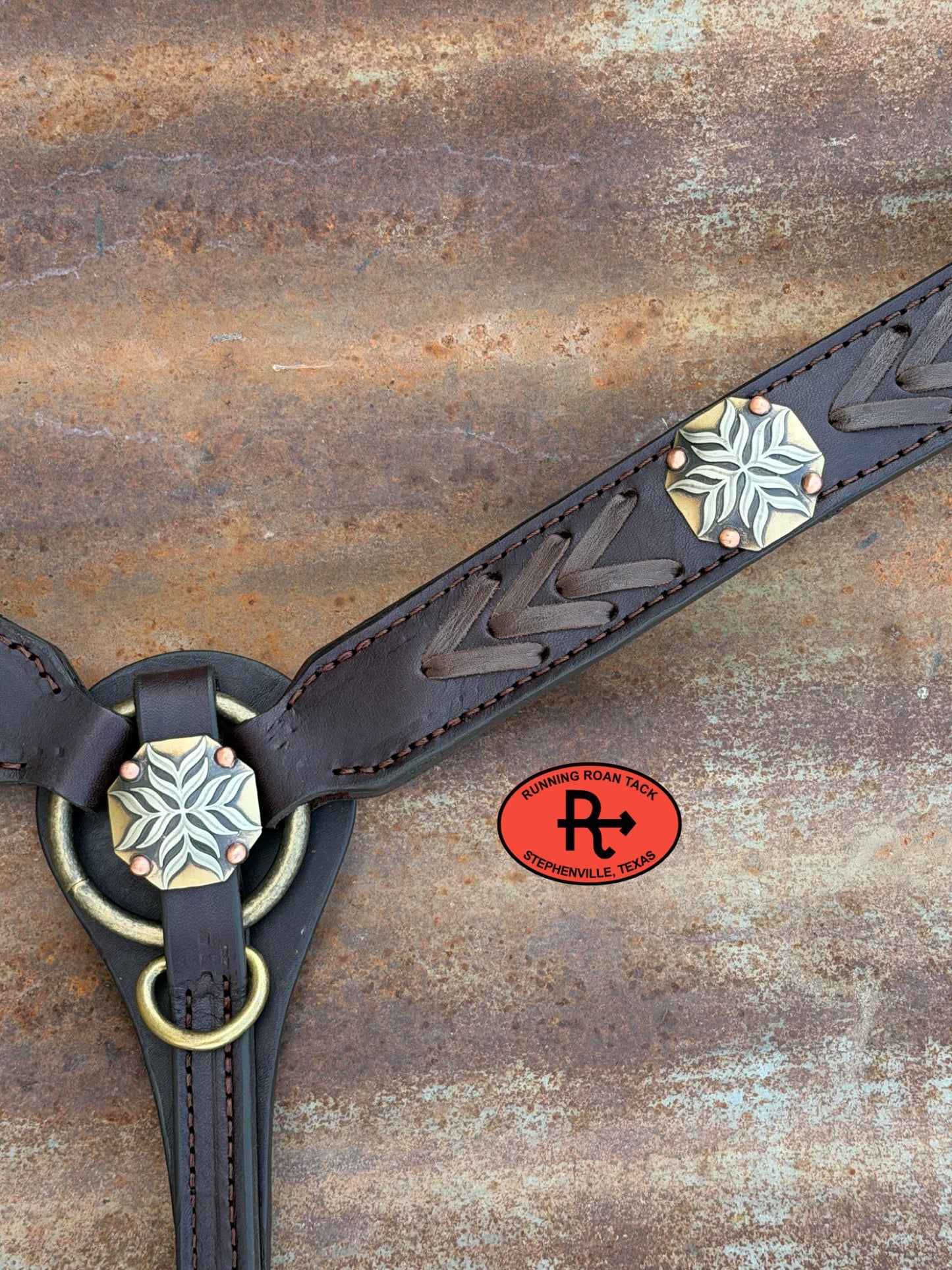 Chocolate Kangaroo Laced Breast Collar and German Silver Hardware Breastcollar05042026-04