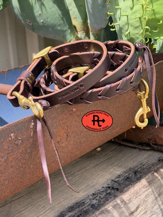 6' Long 3/4" Laced Barrel Racing Reins with Solid Brass Hardware
