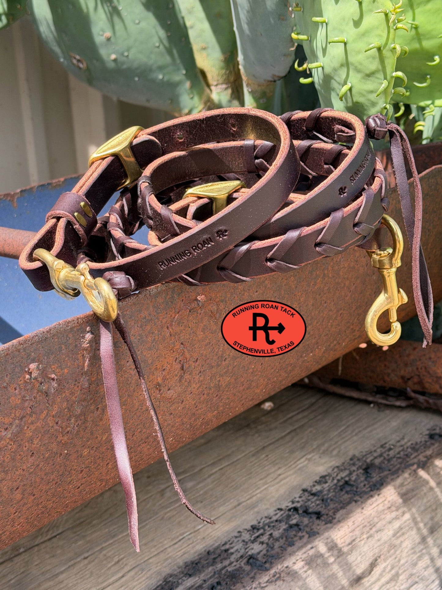 6.5' Long 3/4" Chocolate Leather Laced Barrel Racing Reins with Solid Brass Hardware