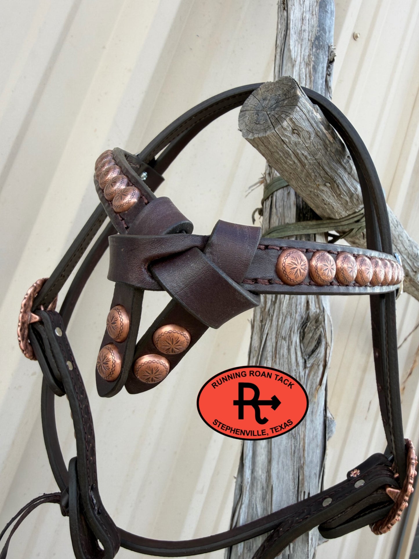Chocolate Short Cheek Futurity Knot Headstall with Quick Change Pineapple Knots and Floral Hardware 29”-37” Headstall09072026-15