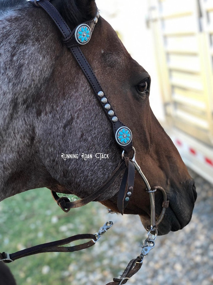 Micro Cheek Single Ear Headstall for No Hit Bit, Jarrett Gag, Similar Long Shanked Bits with Your Choice of Hardware