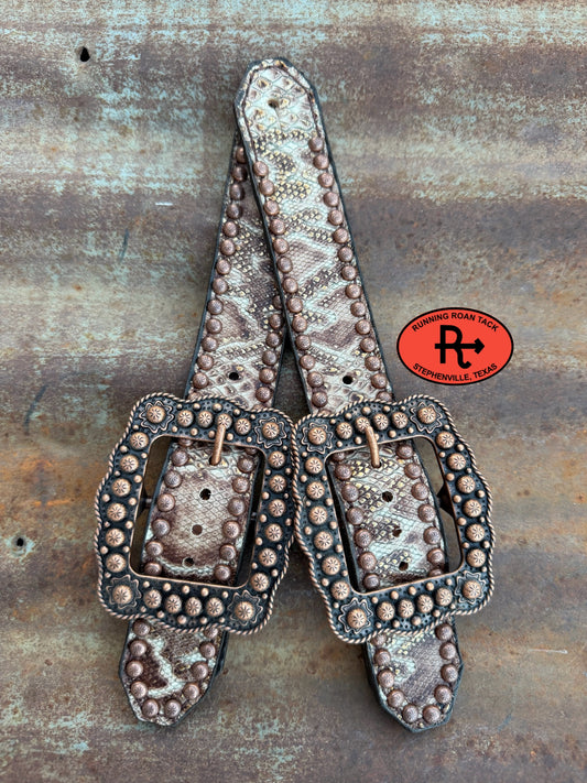 Sand Snake Belt Style Spur Straps with Copper Buckles spurstraps08032026-05