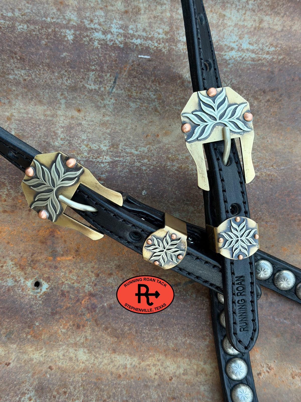 Black Short Cheek Headstall with Quick Change Pineapple Knots and German Silver Hardware 29”-37” Headstall10052026-04