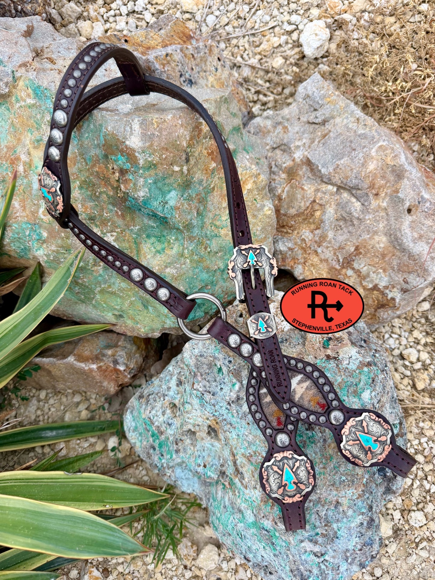 Single Ear Ring Headstall with Pacific Crest Wool and Arrow Hardware 35"-39" Headstall07062026-04