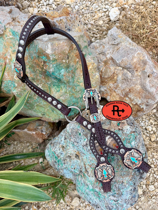 Single Ear Ring Headstall with Pacific Crest Wool and Arrow Hardware 35"-39" Headstall07062026-04