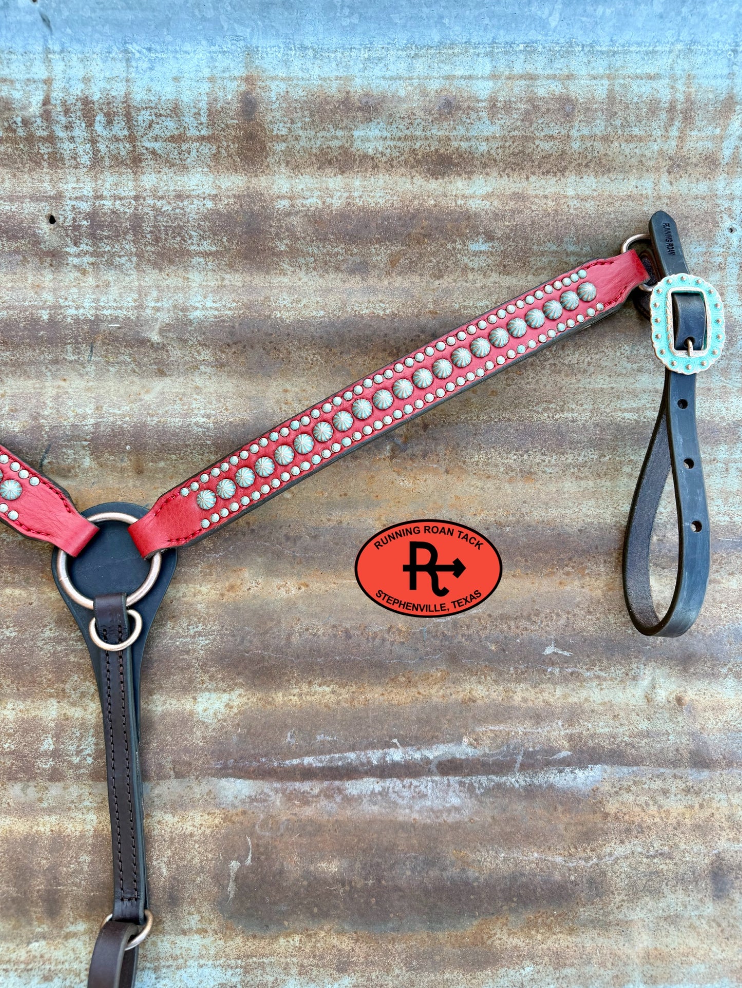Red Leather Studded Parachute Spot Tack Set *Buy one piece or both pieces* Set08032026-04