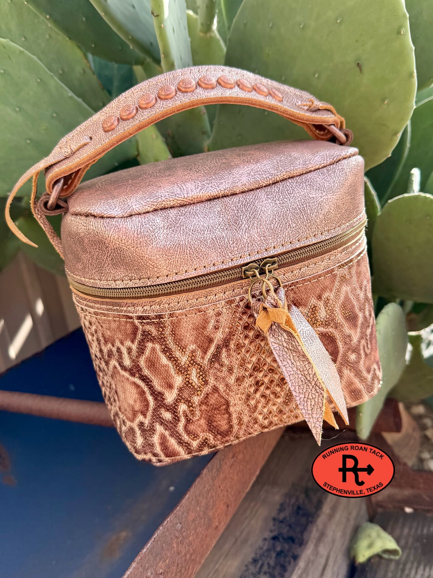 Metallic Copper Leather with Snake Train Case for Makeup, Toiletries, etc traincase07062026-26