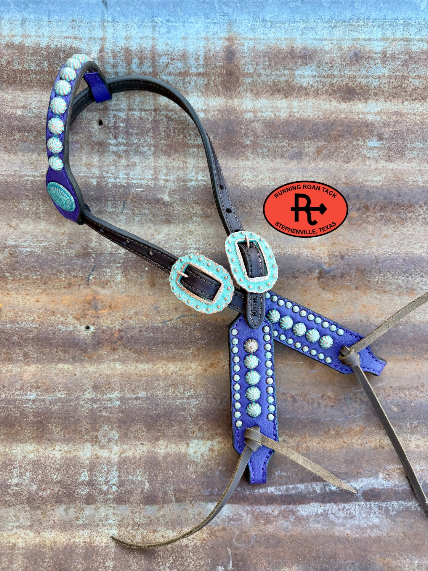 Purple Leather Studded Parachute Spot Tack Set *Buy one piece or both pieces* Set08032026-03