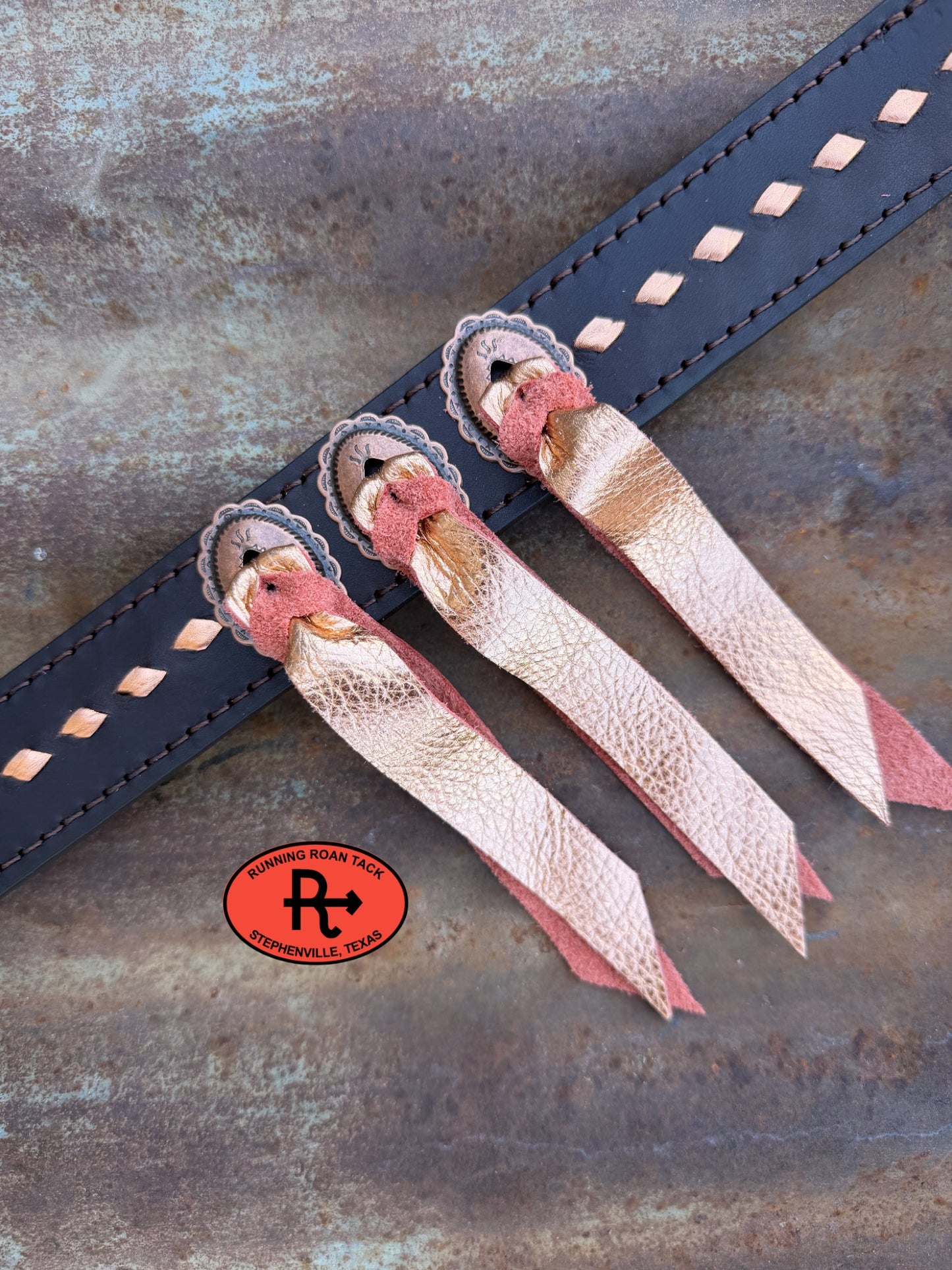 Chocolate Leather Breast Collar with Metallic Copper Buckstitch and Metallic Copper Ties breastcollar09072026-01