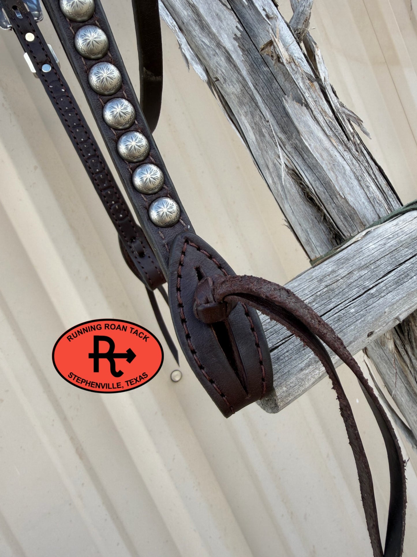 Chocolate Futurity Knot Headstall with Quick Change Pineapple Knots and Floral Hardware 36”-43” Headstall09072026-13