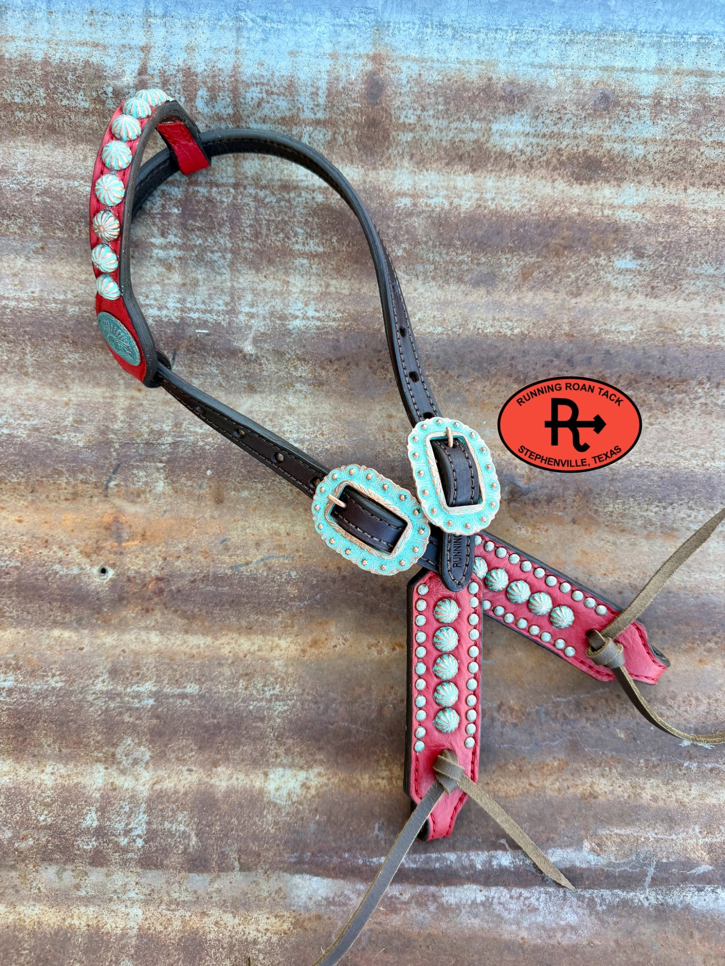 Red Leather Studded Parachute Spot Tack Set *Buy one piece or both pieces* Set08032026-04