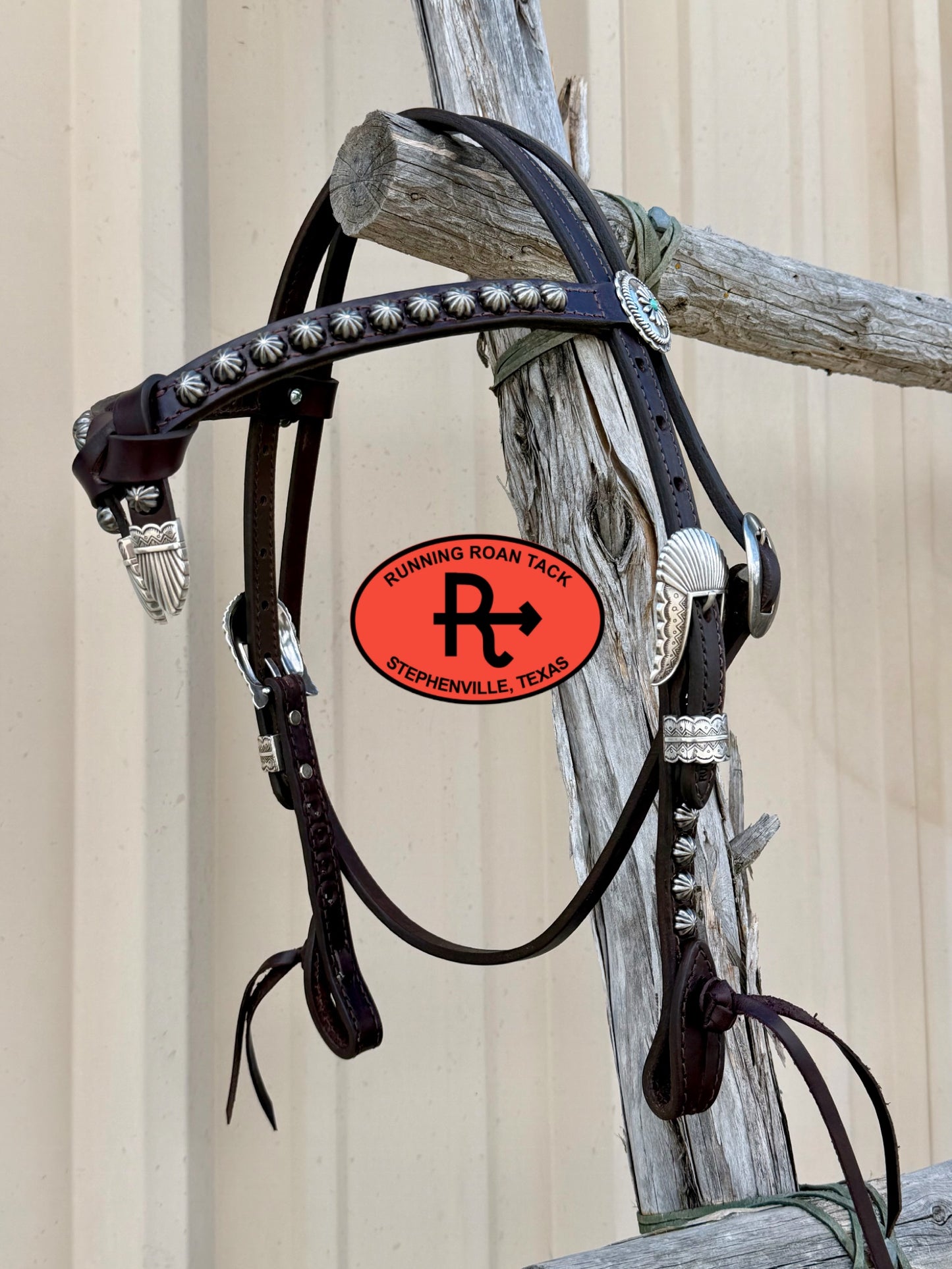 Chocolate Short Cheek Futurity Knot Headstall with Quick Change Pineapple Knots and Southwest Hardware 29”-37” Headstall09072026-11