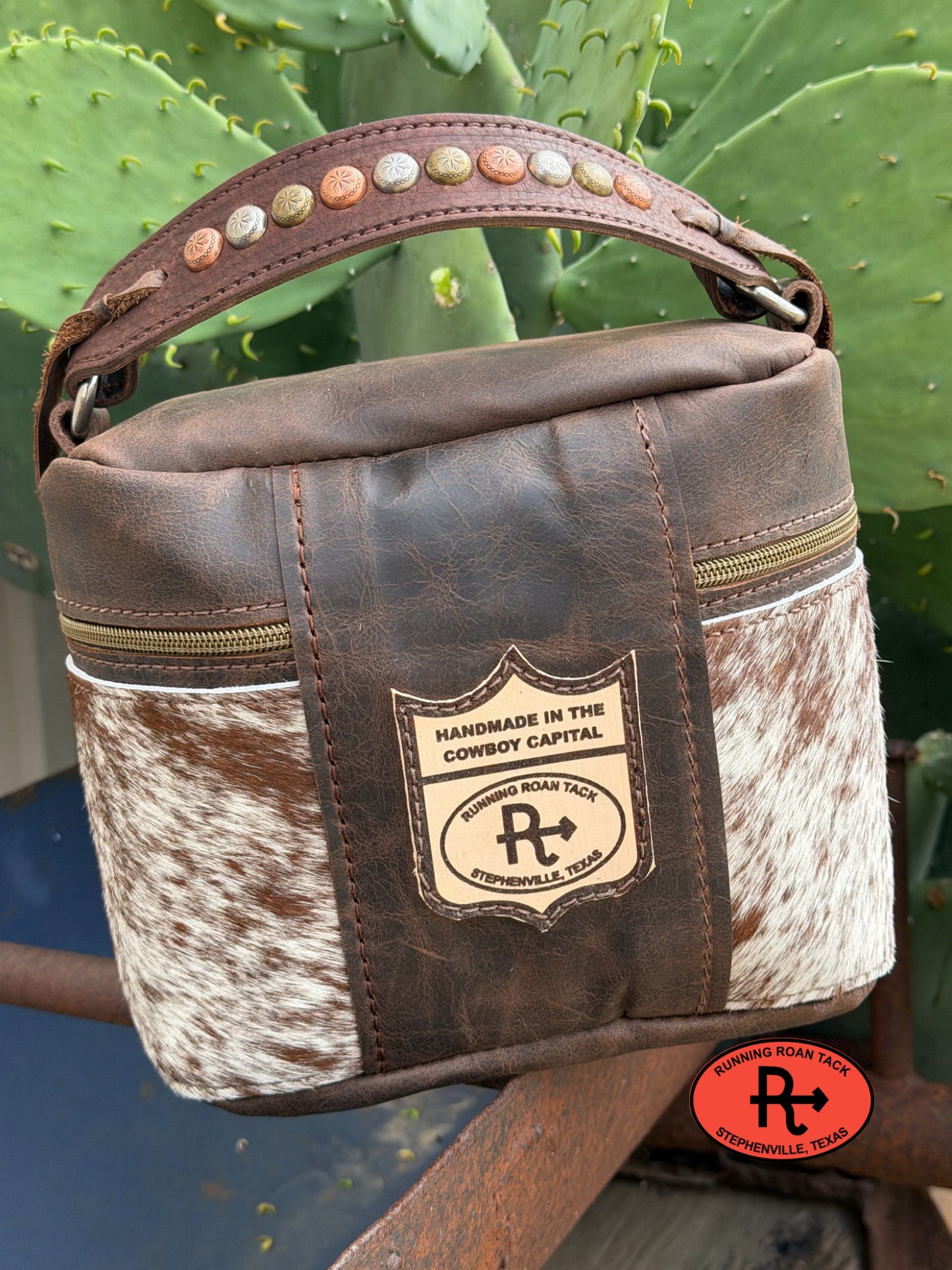Train Case in Brown Leather with Hair On Cowhide for Makeup, Toiletries, etc traincase06012026-11