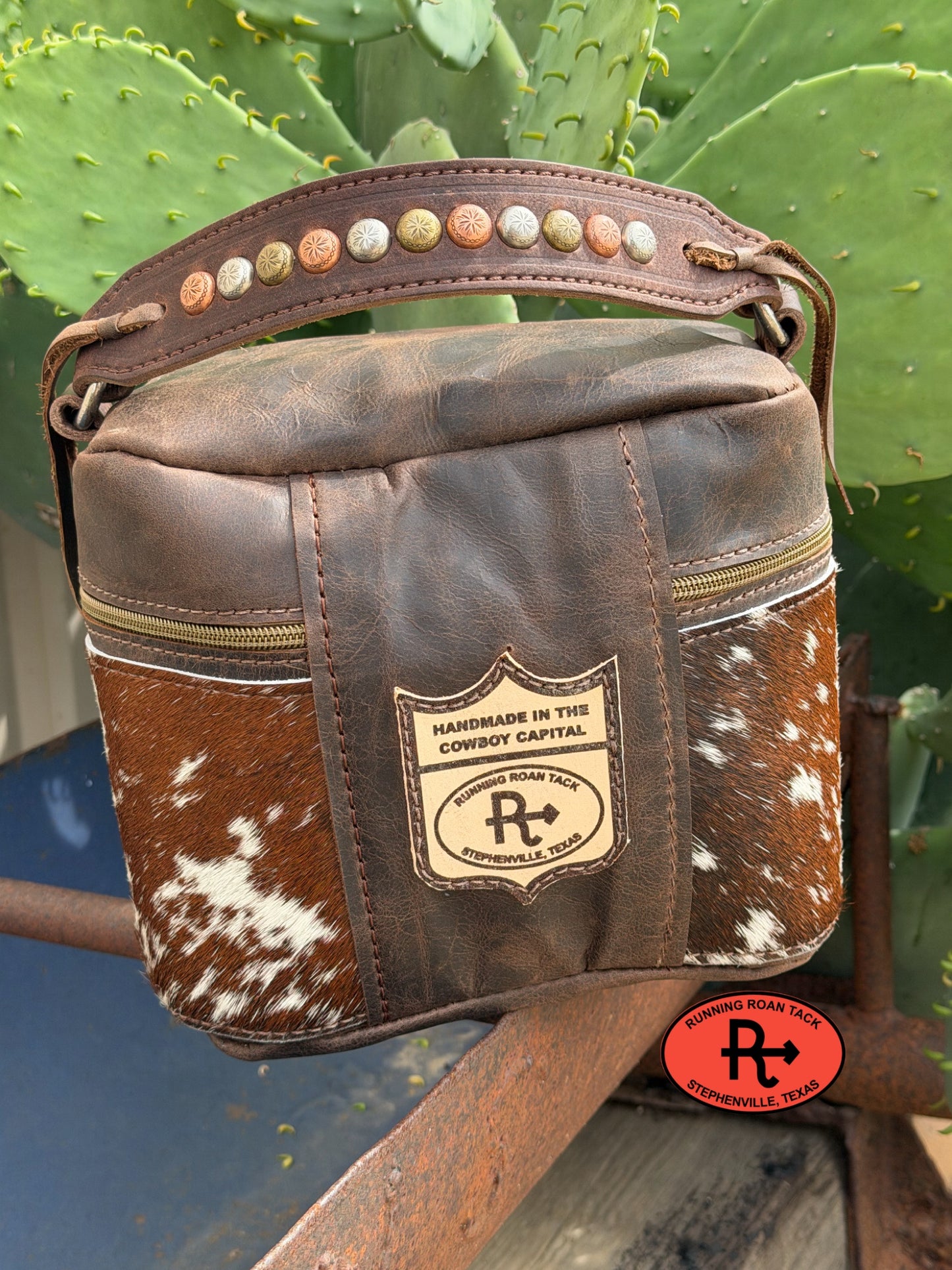Train Case in Brown Leather with Hair On Cowhide for Makeup, Toiletries, etc traincase06012026-17