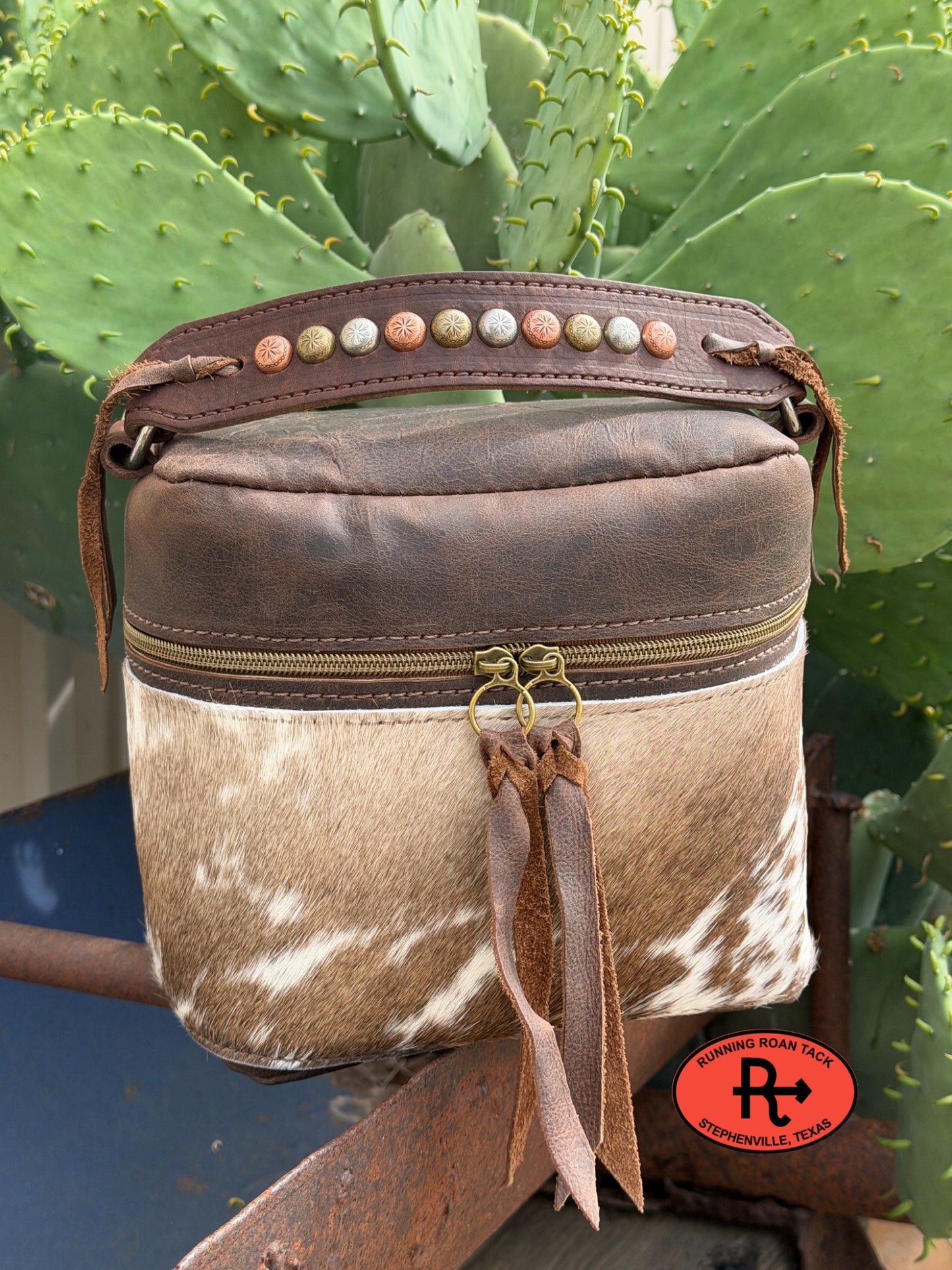 Train Case in Brown Leather with Hair On Cowhide for Makeup, Toiletries, etc traincase06012026-16
