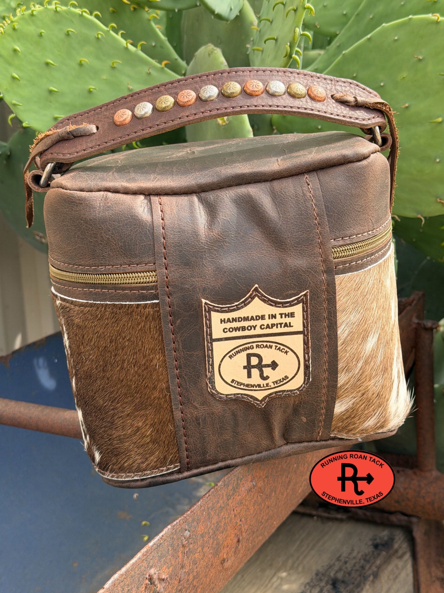 Train Case in Brown Leather with Hair On Cowhide for Makeup, Toiletries, etc traincase06012026-16
