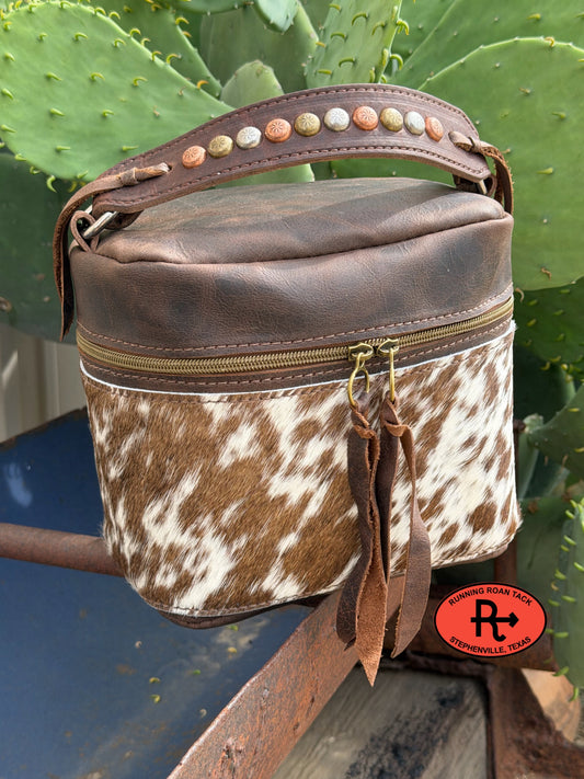 Train Case in Brown Leather with Hair On Cowhide for Makeup, Toiletries, etc traincase06012026-14