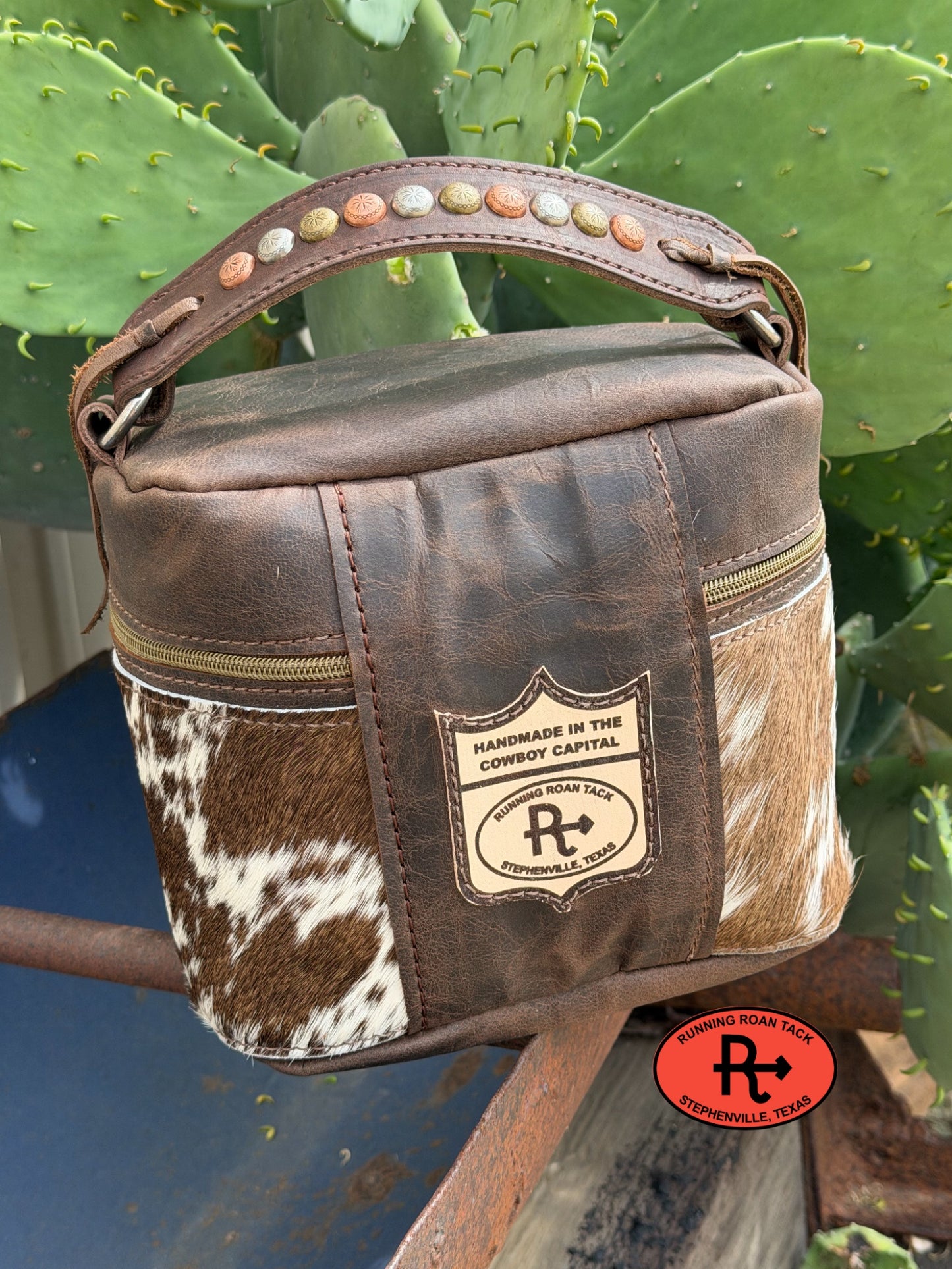 Train Case in Brown Leather with Hair On Cowhide for Makeup, Toiletries, etc traincase06012026-14