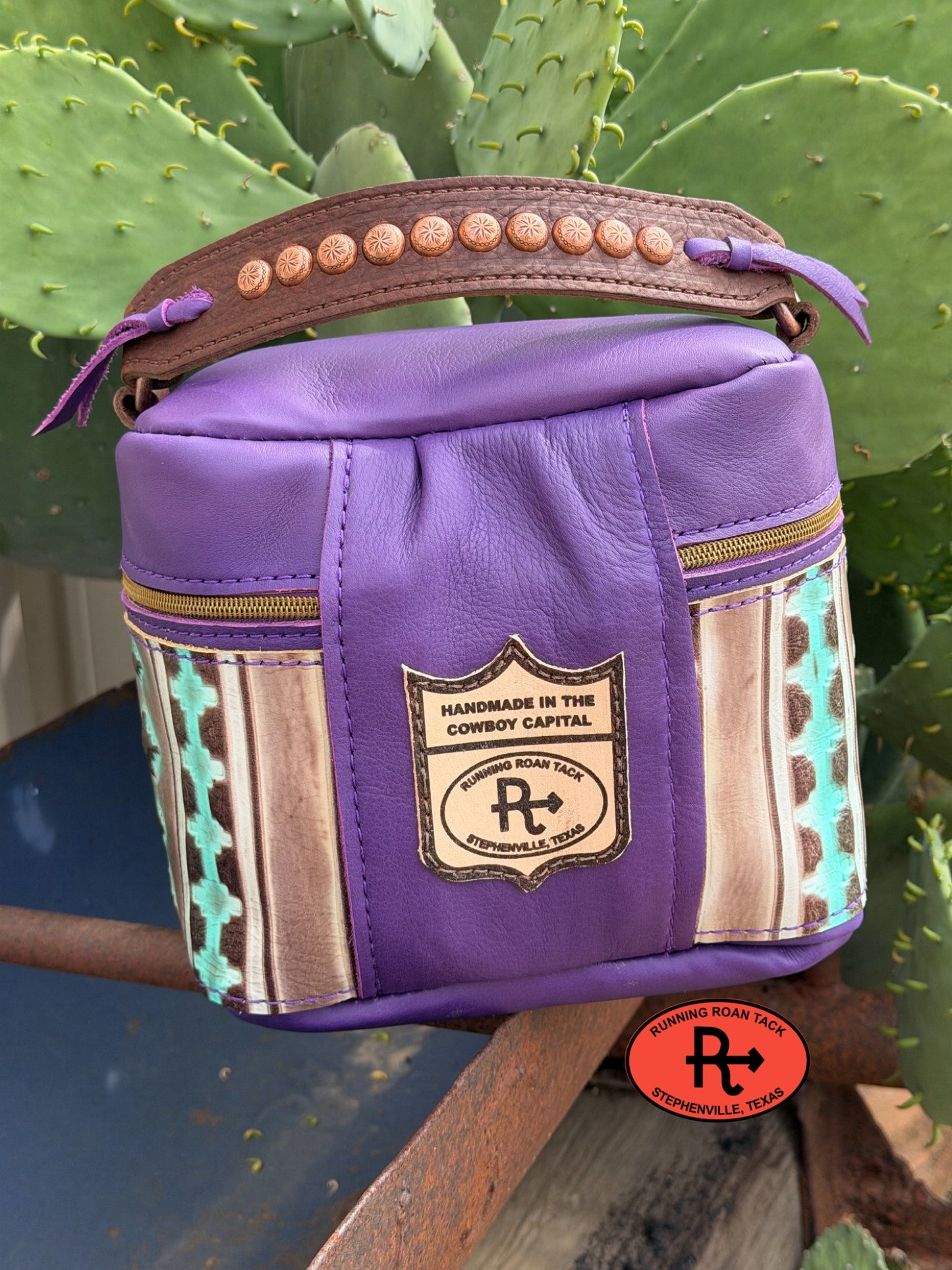 Train Case in Purple Leather with Southwest Embossed Leather for Makeup, Toiletries, etc traincase06012026-22