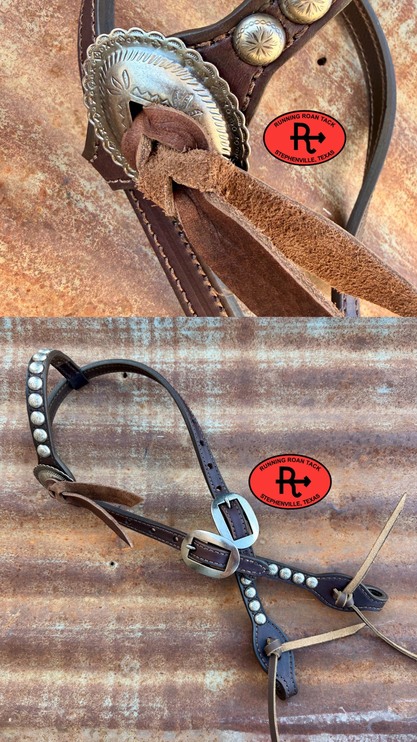 "Texas in 1880" Short Cheek Single Ear Headstall with Slotted Concho 29"-37"